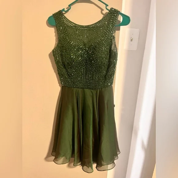 sherri hill green beaded dress A-line Off Shoulder Emerald Green Tulle Long Prom Dress, Emerald Green –  shopluu